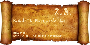 Kabók Margaréta névjegykártya